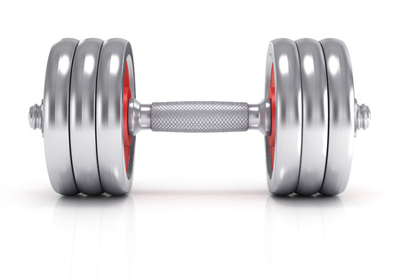 Big dumbells over white backgroundの写真素材