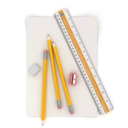 Office supplies, isolated on whiteOffice supplies, isolated on whiteの写真素材