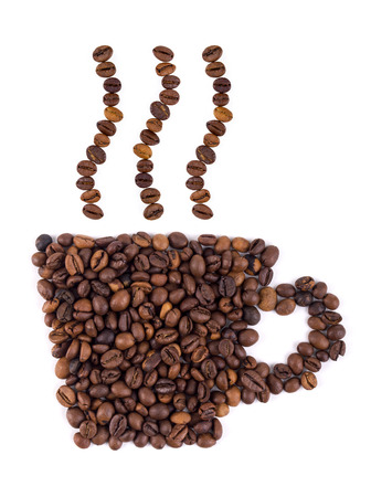 Coffee beans isolated on whiteの写真素材