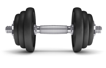 Big black dumbells over white backgroundの写真素材