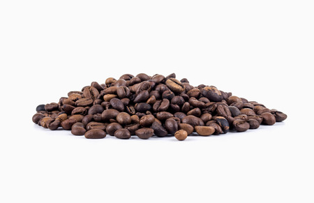 Coffee beans isolated on whiteの写真素材
