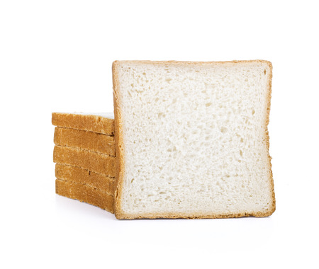 sliced bread isolated on white backgroundの写真素材