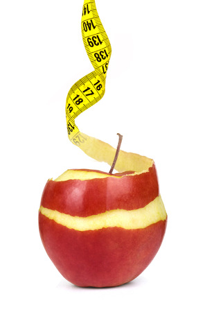 peel of granny smith turned into tape measureの写真素材