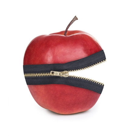 Apple with zipperの写真素材