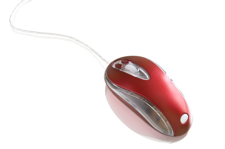 computer mouse isolated on white and reflectionの写真素材