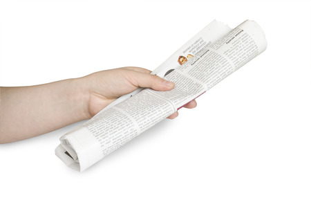 newspapers on white backgroundの写真素材