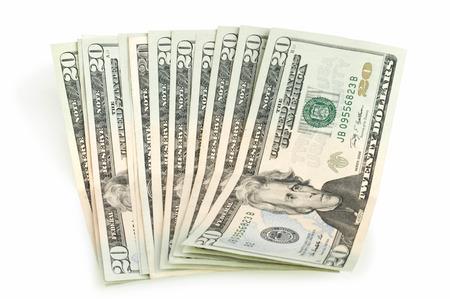 dollars isolated on whiteの写真素材