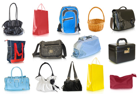bags collection isolated on whiteの写真素材