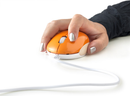 computer mouse in hand isolated on white computer mouse in hand isolated on white