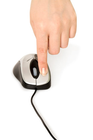 computer mouse in hand isolated on white