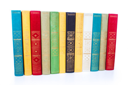 Old books on white backgroundの写真素材