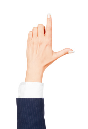 female hand on the isolated backgroundの写真素材