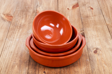 plate on wooden backgroundの写真素材