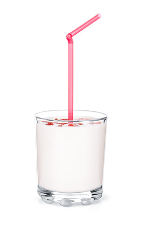 healthy strawberry smoothie isolated on white backgroundの写真素材