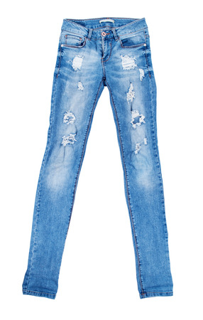 Blue Jeans Isolated on Whiteの写真素材