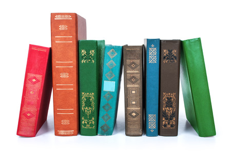 stack of Old books isolated on whiteの写真素材