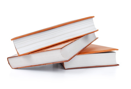 stack of Old books isolated on whiteの写真素材