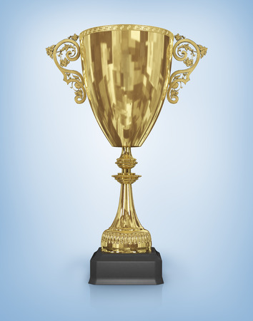 golden trophies. Isolated on white backgroundの写真素材