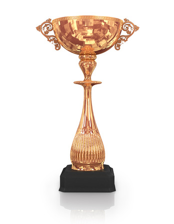 champion silver trophy isolated on whiteの写真素材