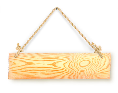 wooden sign isolated on a white backgroundの写真素材