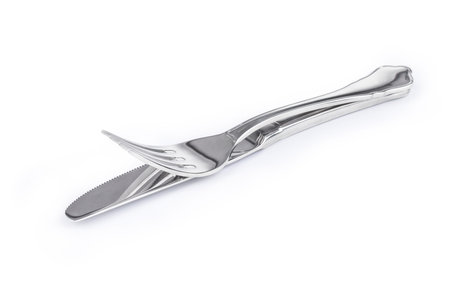 Knife and fork isolated on white background