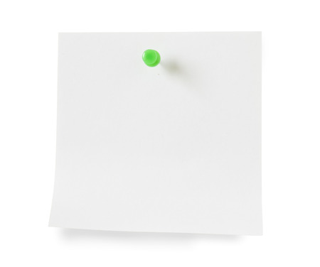 white page and pushpin isolated in whiteの写真素材