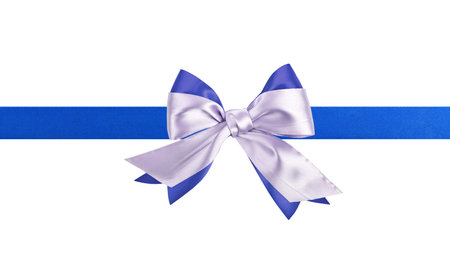 blue ribbon with bow on white