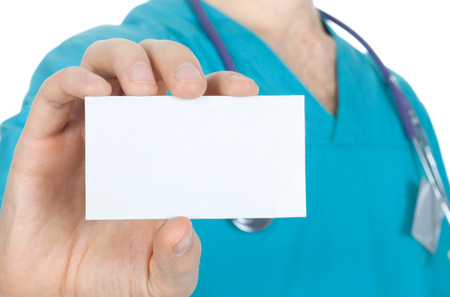 Blank business card in a handの写真素材