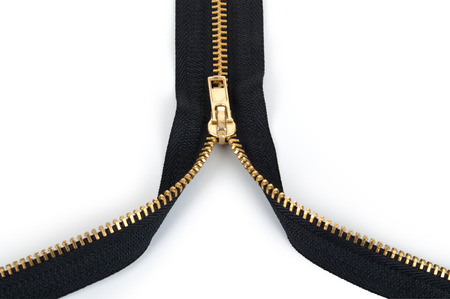 zipper isolated on whiteの写真素材