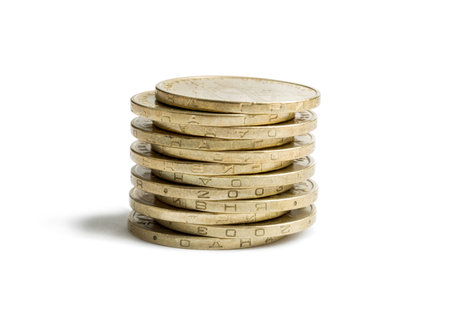 stack of coins isolated on white background