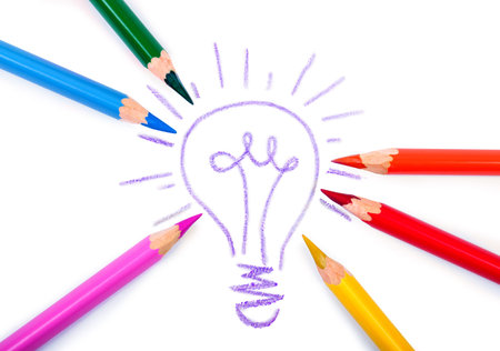 Colour pencils isolated on white background