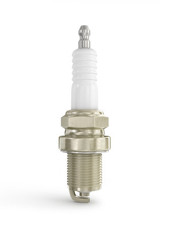 old spark plug isolated on white