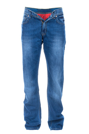 Blue jeans trouser isolated on the white backgroundの写真素材