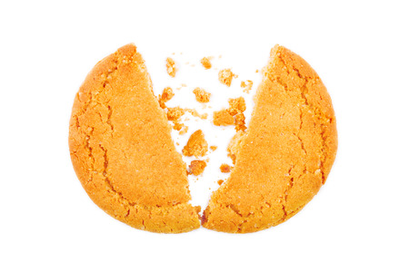 Isolated broken cookie on a white backgroundの写真素材