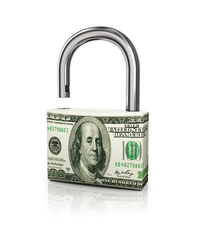 Dollar as a castle on an isolated white background. The concept of protectionの写真素材