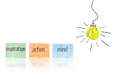 the word \\\"idea\\\" written under a sheet of paperの写真素材