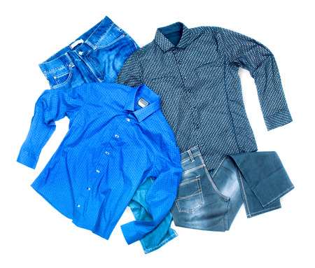 clothes lying on a white backgroundの写真素材