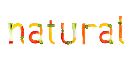 inscription vegetables on a white backgroundの写真素材