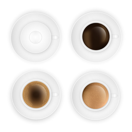 coffee cup assortment top view collection. Vector eps10 illustrationのイラスト素材