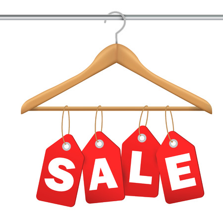 coat hanger and sale tag on white backgroundのイラスト素材