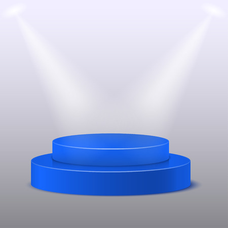 3d isolated Empty blue podium on gray background. Vector illustration.のイラスト素材