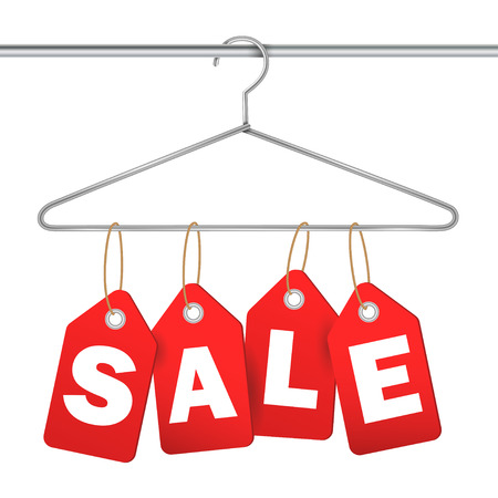 coat hanger and sale tag on white backgroundのイラスト素材