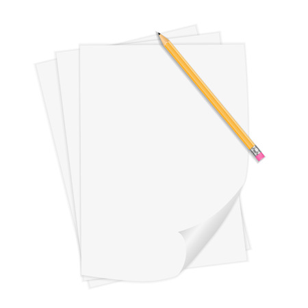 Vector Realistic Notepaper With Pencilのイラスト素材