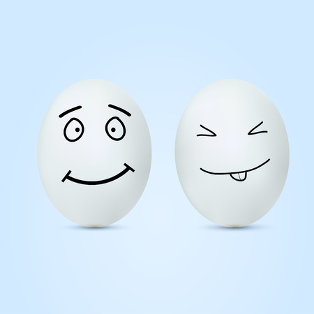 Line of Easter eggs with different facial expressionsのイラスト素材