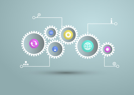 Infographics. The gears communicate with one another.のイラスト素材