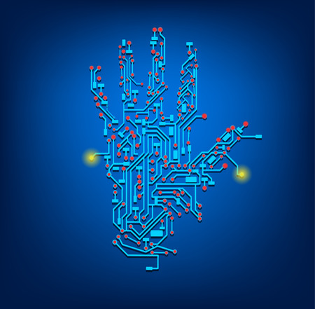 Male hand is showing five fingers isolated on white background. Vectorのイラスト素材