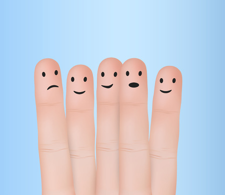 Happy group of finger smiles. Vector illustrationのイラスト素材