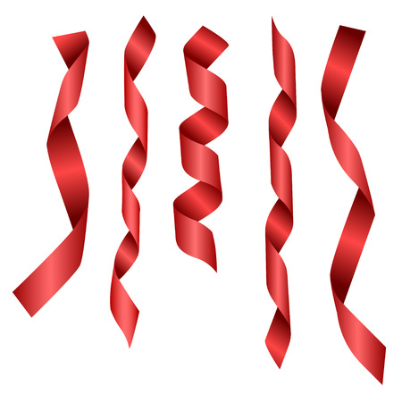 Red rolled ribbon isolated. Vector illustration.のイラスト素材