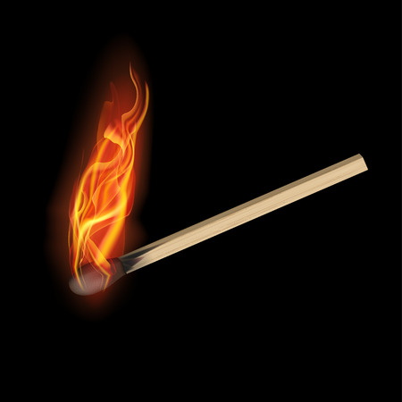 Burning match on a black background for designのイラスト素材
