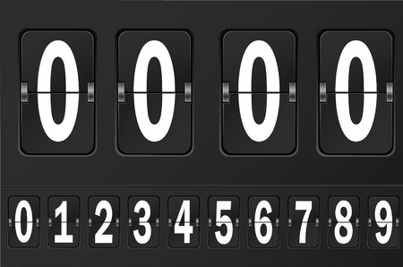 Table flap clock and number counter template plus all numbers with flips. Highly editable EPS10.のイラスト素材